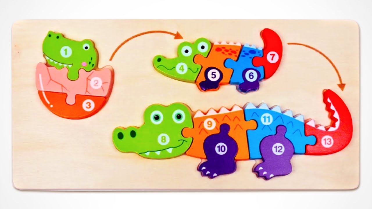 Learn How Animals Grow Up with Activity Puzzle 🐊 | Preschool Toddler Toy Learning Video for Kids