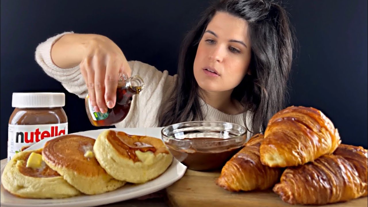 PANCAKES, CROISSANTS & NUTELLA | MUKBANG | ASMR