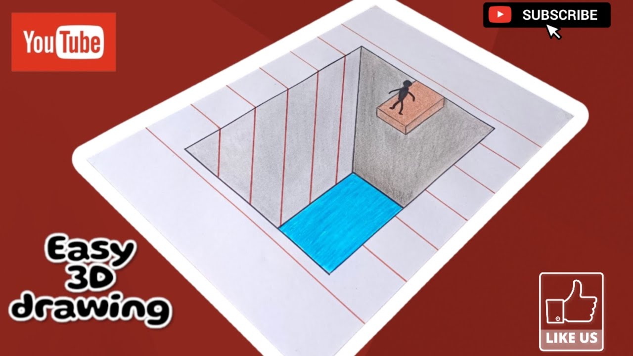 Very easy 3D Drawing on paper step by step #art