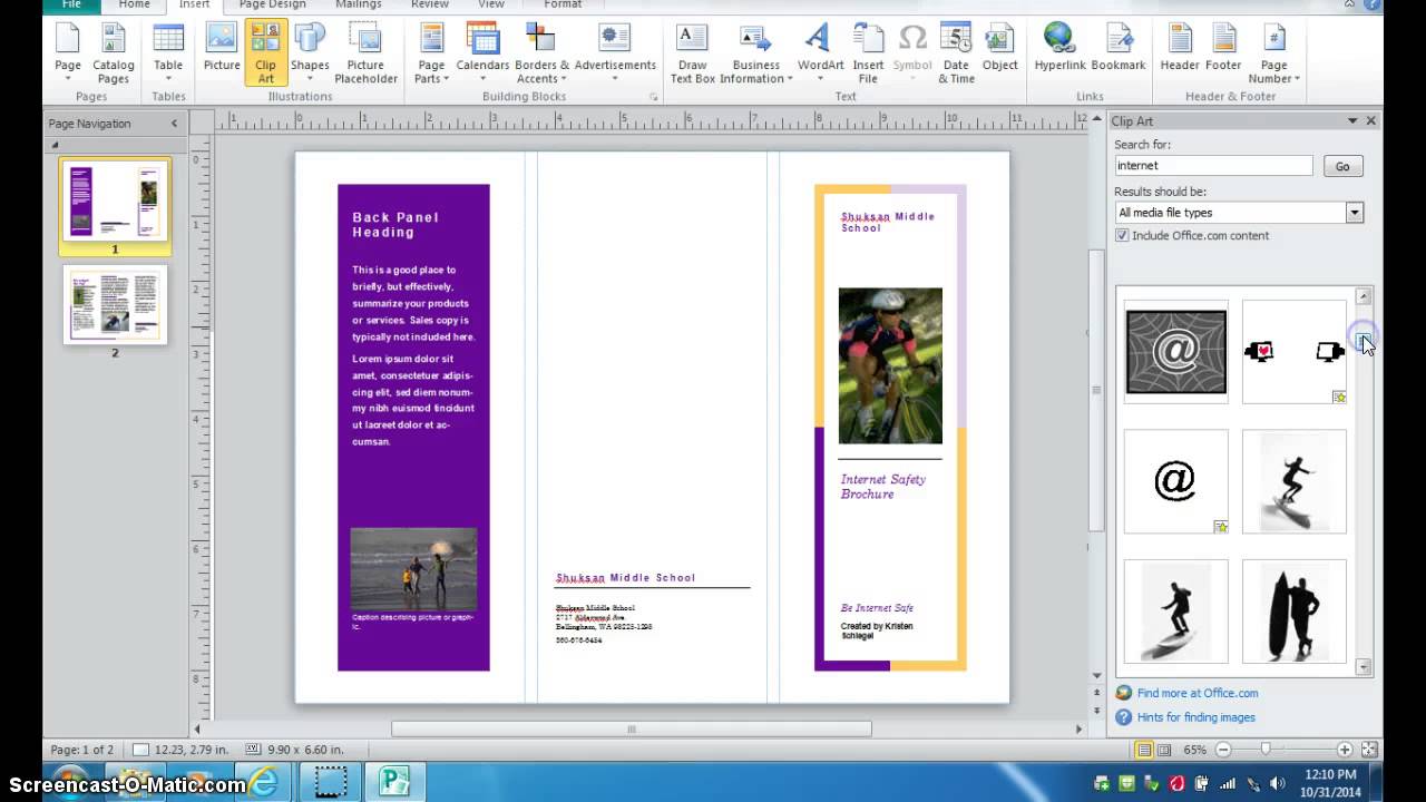 Creating a Brochure with Publisher