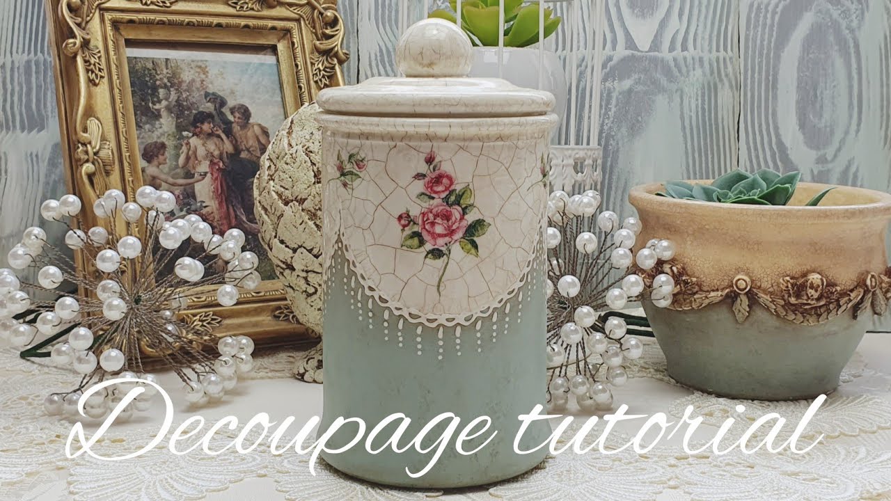 🌿 Słoik z efektem vintage | Decoupage tutorial 🌿 #decoupage #tutorial #vintage #jar
