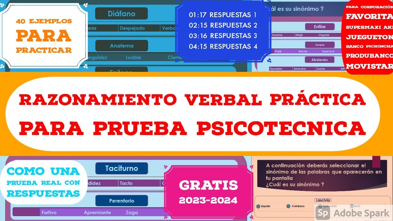 Razonamiento Verbal Prueba SUPERMAXI Psicotecnica Corporación Favorita Banco Respuestas KUDERT PRUEB