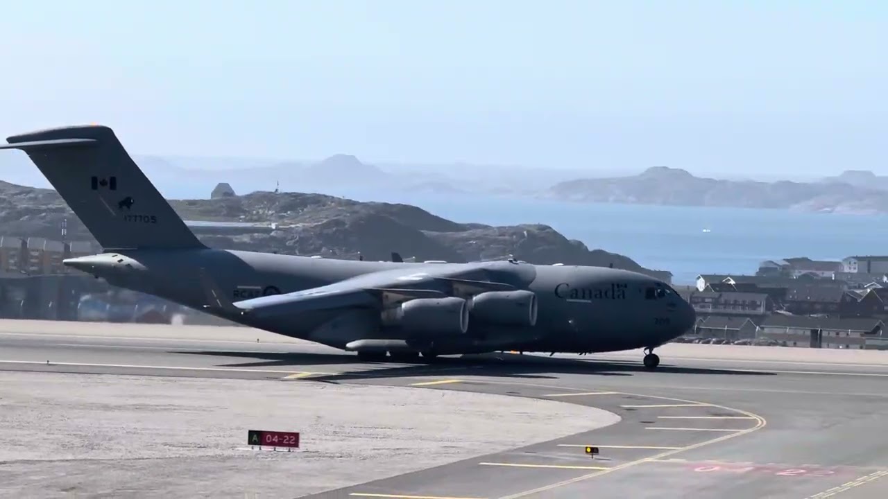 Candian RCAF C-17A arrival in Nuuk and some landings and takeoff in Nuuk Airport 24/08-2025