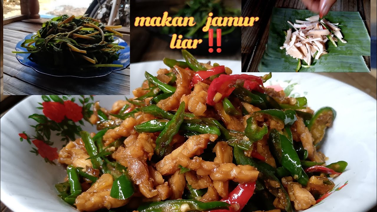 Pepes jamur liar , jangan lombok tempe,lalap daun ubi rebus#hidupdidesa #cooking #suasanakampung