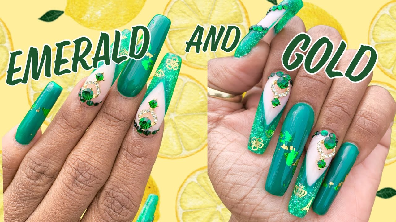 EMERALD GREEN NAILS - POLY GEL NAILS #naildesigns #nailart