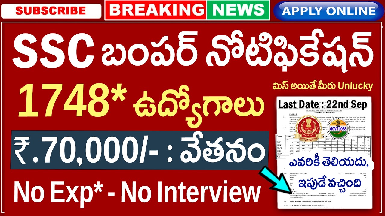 🚨 SSC బంపర్ భర్తీ 1748 జాబ్స్ నోటిఫికేషన్ | Latest Govt Jobs | SSC JE Recruitment 2026 | Job Search