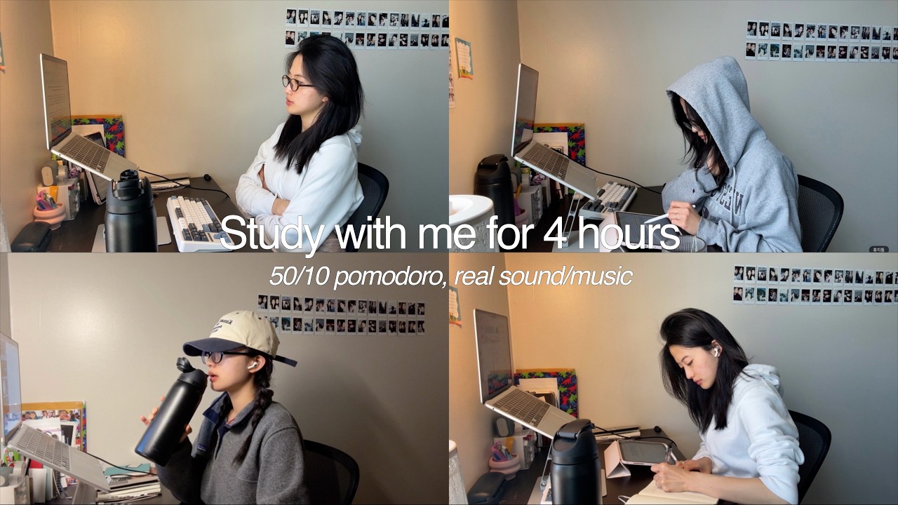 4시간 같이 키보드 소리 들으며 공부해요 + 짧은 큐앤에이🫧  STUDY WITH ME + Q&A (50/10 pomodoro)