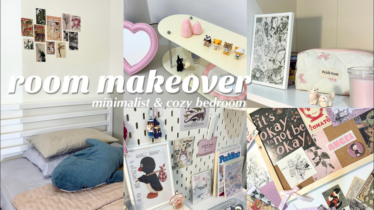aesthetic room makeover 🖇️💭🐈‍⬛ ! minimalist & cozy room, pinterest inspired, shopee haul