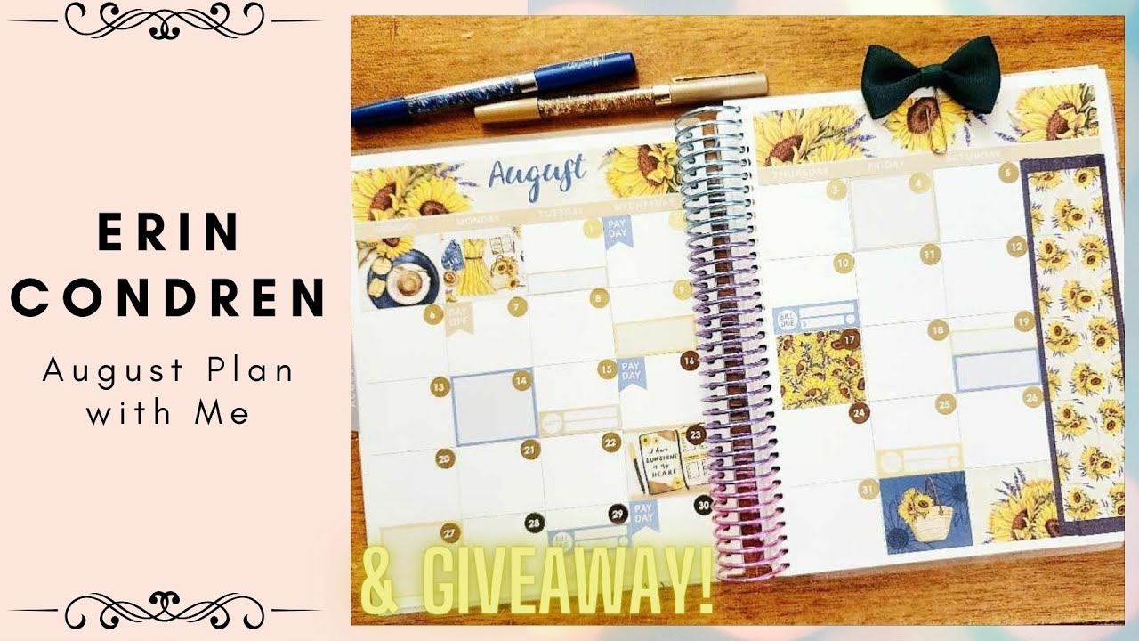 August Plan with Me | Erin Condren Monthly Set Up & GIVEAWAY! (closed)
