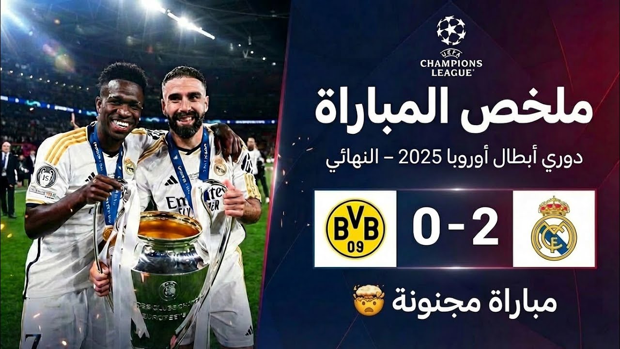 ريال مدريد يتوج بالبطولة 15 👑 | ملخص نهائي  ريال مدريد × بروسيا دورتموند 🔥