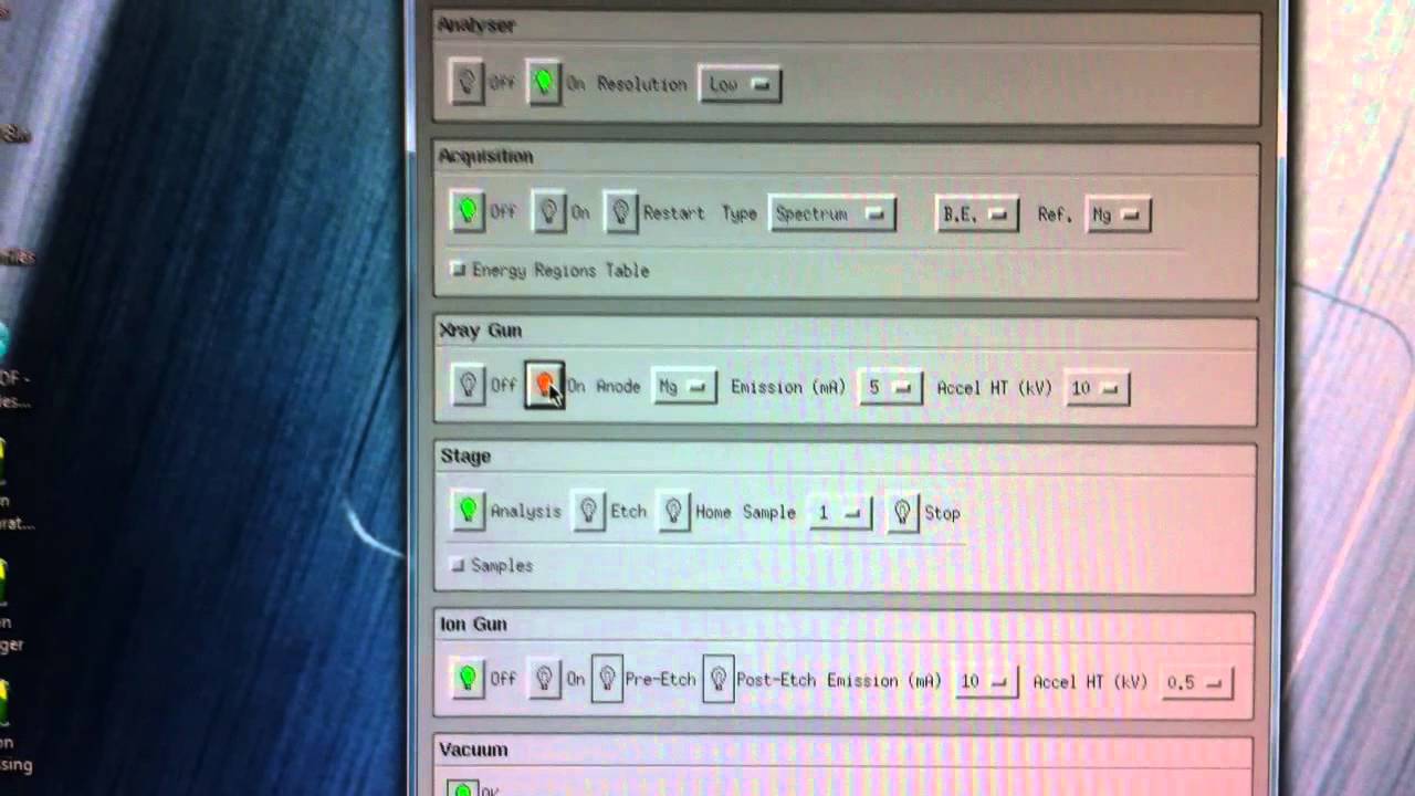 Xps - X-ray gun & analyser malfunctioning