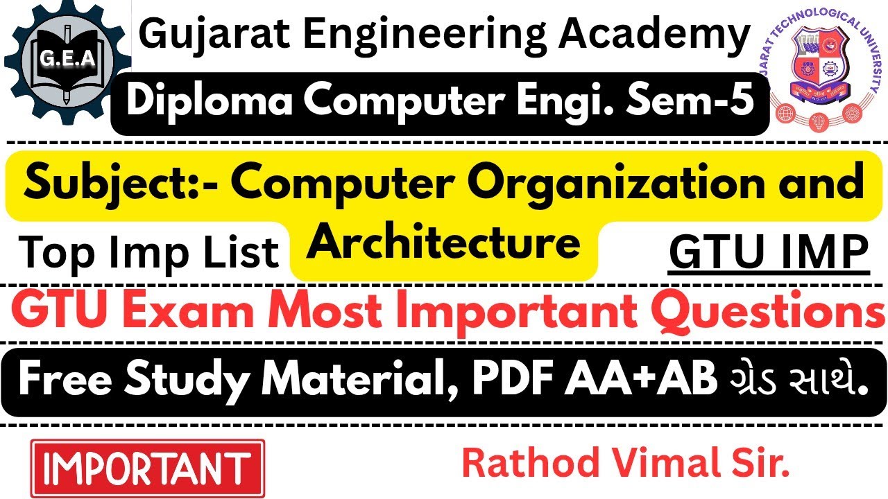 📘Computer Organization & Architecture🔥 | Diploma Computer Eng.Sem-5 | GTU IMP Questions 2025 💯| Free