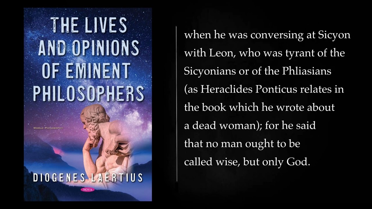 (1/2) THE LIVES AND OPINIONS OF EMINENT PHILOSOPHERS BY DIOGENES LA&Euml;RTIUS.. Audiobook, full length