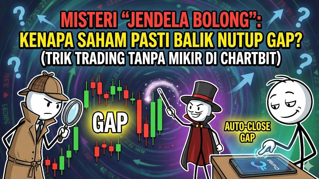 Misteri 'Jendela Bolong': Kenapa Saham Pasti Balik Nutup Gap? (Trik Trading Tanpa Mikir di Chartbit)
