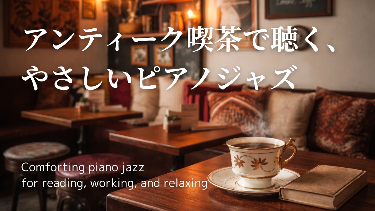【リラックスジャズ】アンティーク喫茶で過ごす、静かな夜時間｜ピアノ｜癒し・ヒーリング・calm・cozy｜作業用・読書用・勉強用・ひとり時間・集中