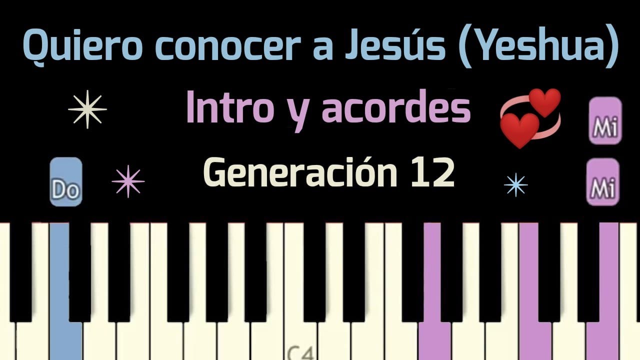 Quiero conocer a Jesus (Yeshua) Piano tutorial fácil, Intro y Acordes Nuestro Dios, Generación 12
