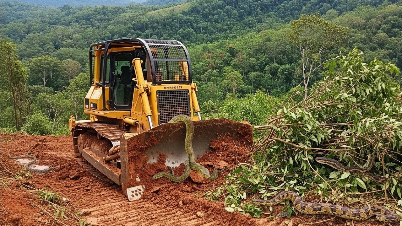 Wow...!The Easiest Work Bulldozer CAT D6R XL Pushes Clearing The Bushes Makes New Plantation
