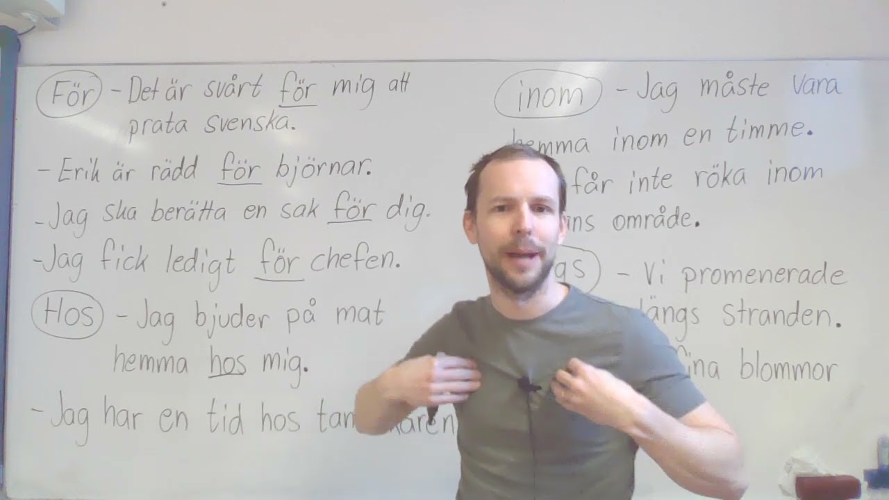 För, hos, inom, längs (prepositioner)