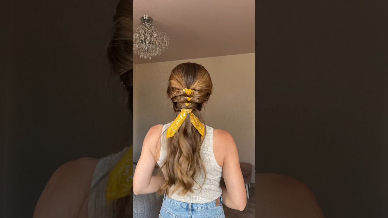 Easy Scarf Braid for Summer🎀 #hairtutorial #hairstyle #easyhairstyle #longhair #haircare