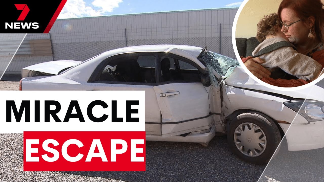 Adelaide mother and young son lucky to be alive after swerving kangaroo in horror crash | 7 News