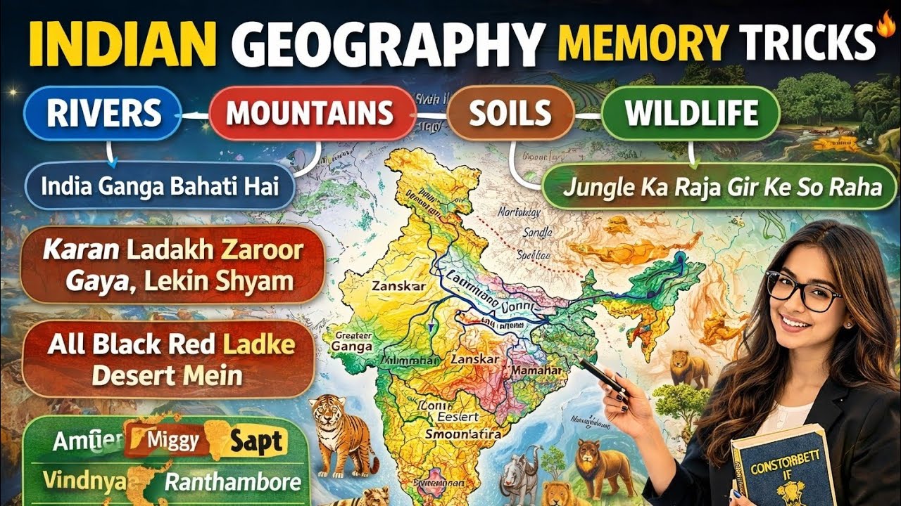 Tricks to learn UPSC Geography Made Easy 🚀 | Rivers, Mountains, National Parks Trick
