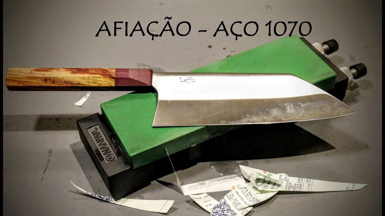 Afiação de uma faca Bunka em aço 1070 - Cuteleiro Lucas Leffa