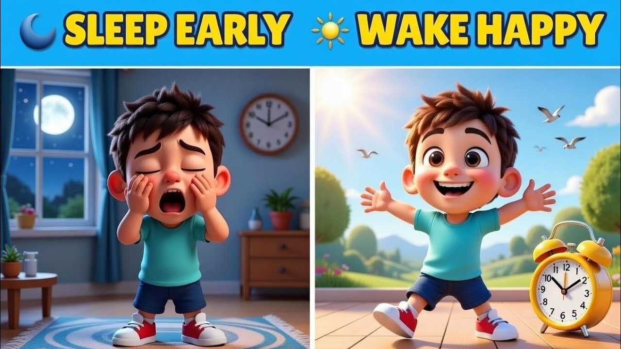 🛌Sleep Early, Wake Up Happy 🌞| Good Habits Story for Kids #SleepEarly #HealthyHabits #BedtimeStory