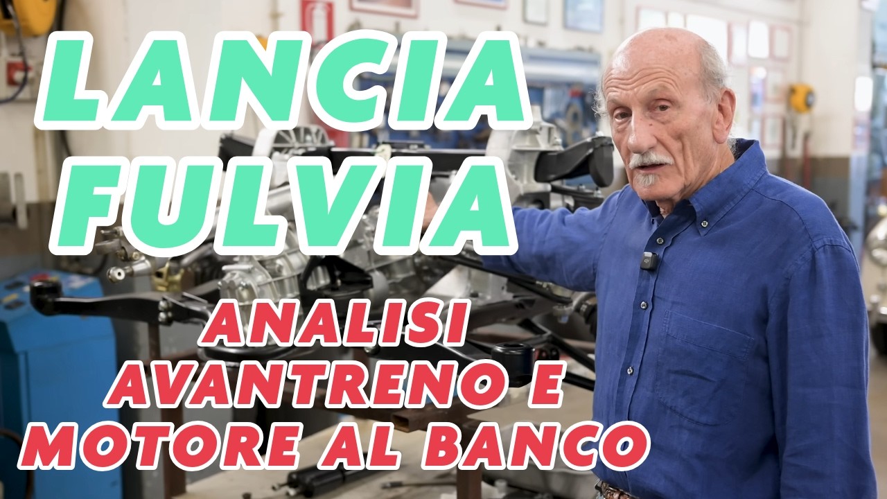 Lancia Fulvia: l'analisi dell'avantreno e il motore in sala prove.