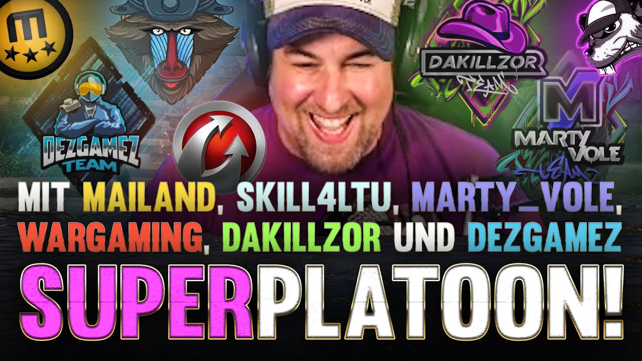 WOT Super Platoon mit Mailand, Skill, Marty_vole, WG, Dakillzor, DezGamez [WoT - Gameplay - English]