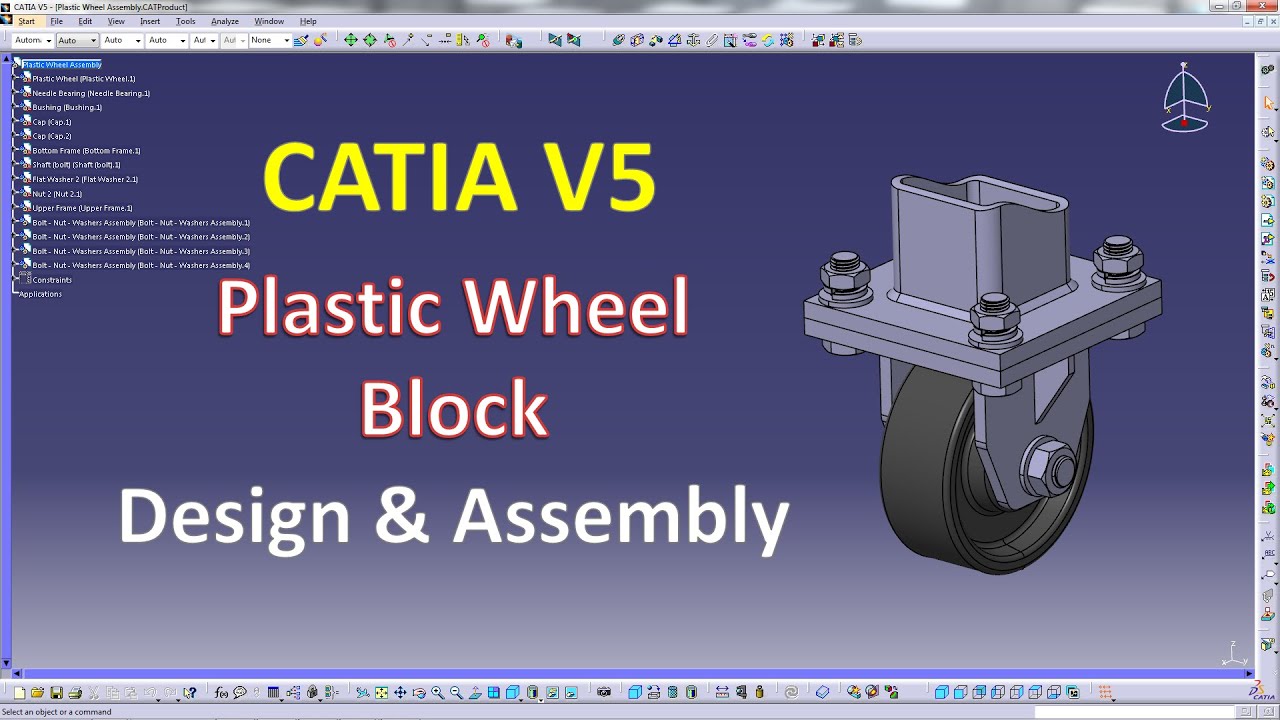 Catia V5 - Plastic Wheel Block (Design & Assembly in Catia V5)