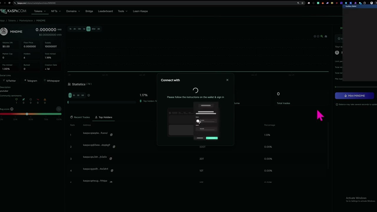 Я создал и развернул свой собственный токен MINDME на KRC20, что?
