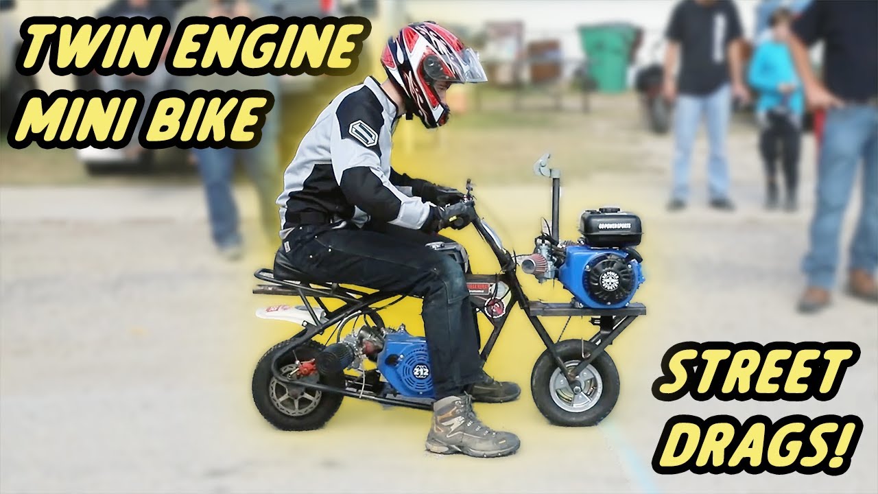 Twin Engine Mini Bike at Street Drags!