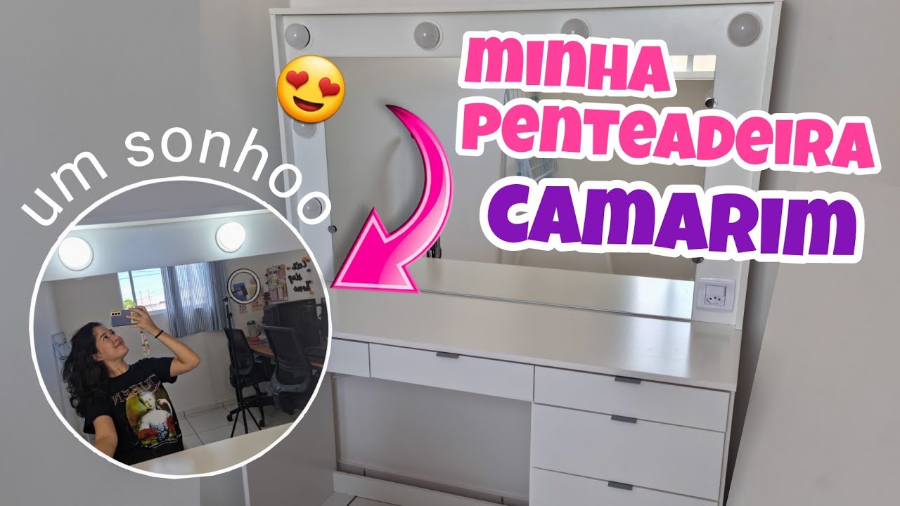 comprei uma penteadeira camarim 😍 montagem + valores + primeiras impressões