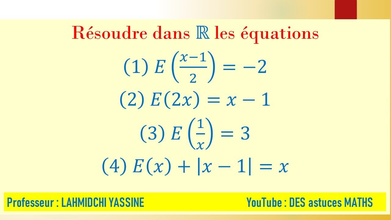 résoudre une équation comportant la partie entière