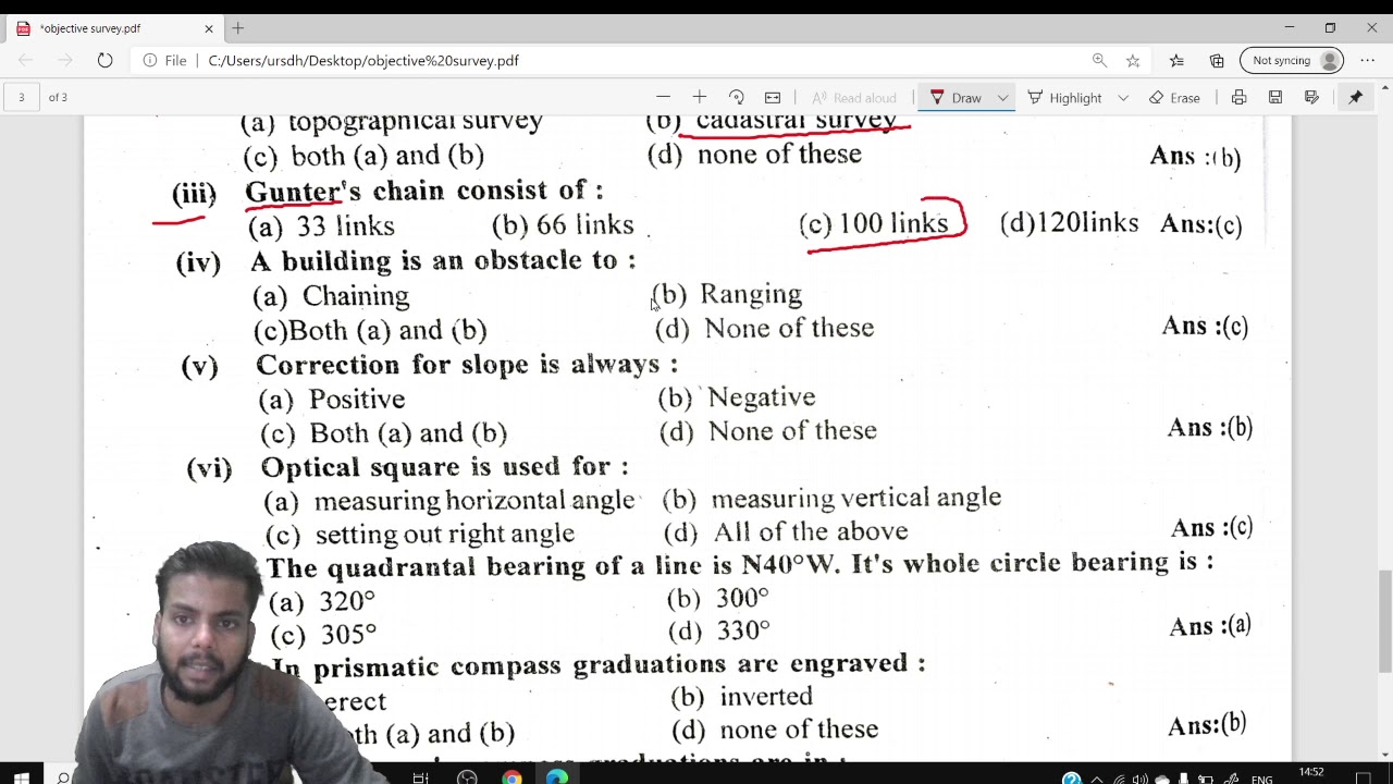 surveying civil engineering objective Diploma 3rd semester polytechnic SBTE Bihar part 1
