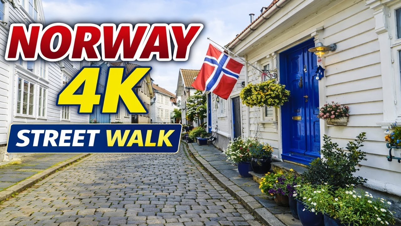 Norway City Walk – Real Street Sounds  4K Walking Tour