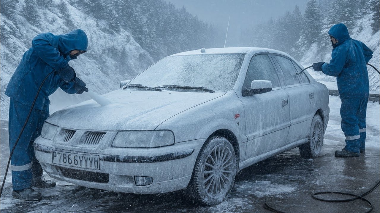 See how to clean a car in sub-zero temperatures - this dirty car is completely transformed