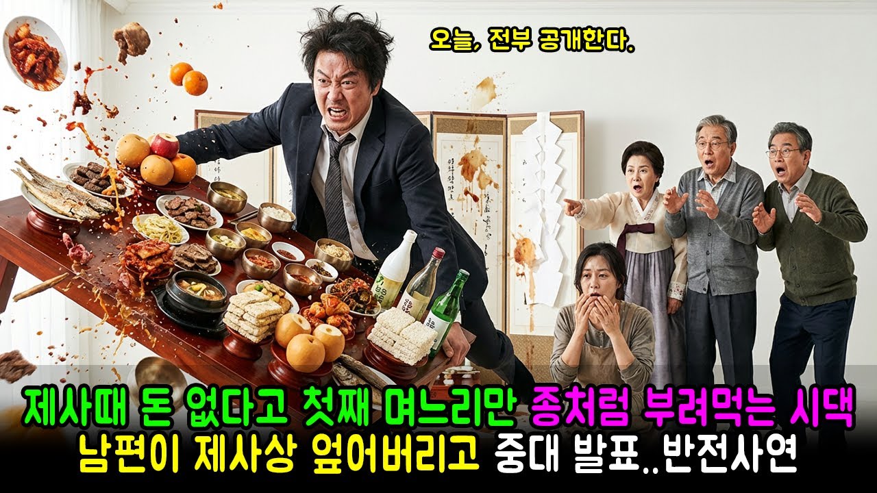 제사때 돈 없다고 첫째 며느리만 종처럼 부려먹는 시댁, 남편이 제사상 엎어버리고 중대 발표..반전사연