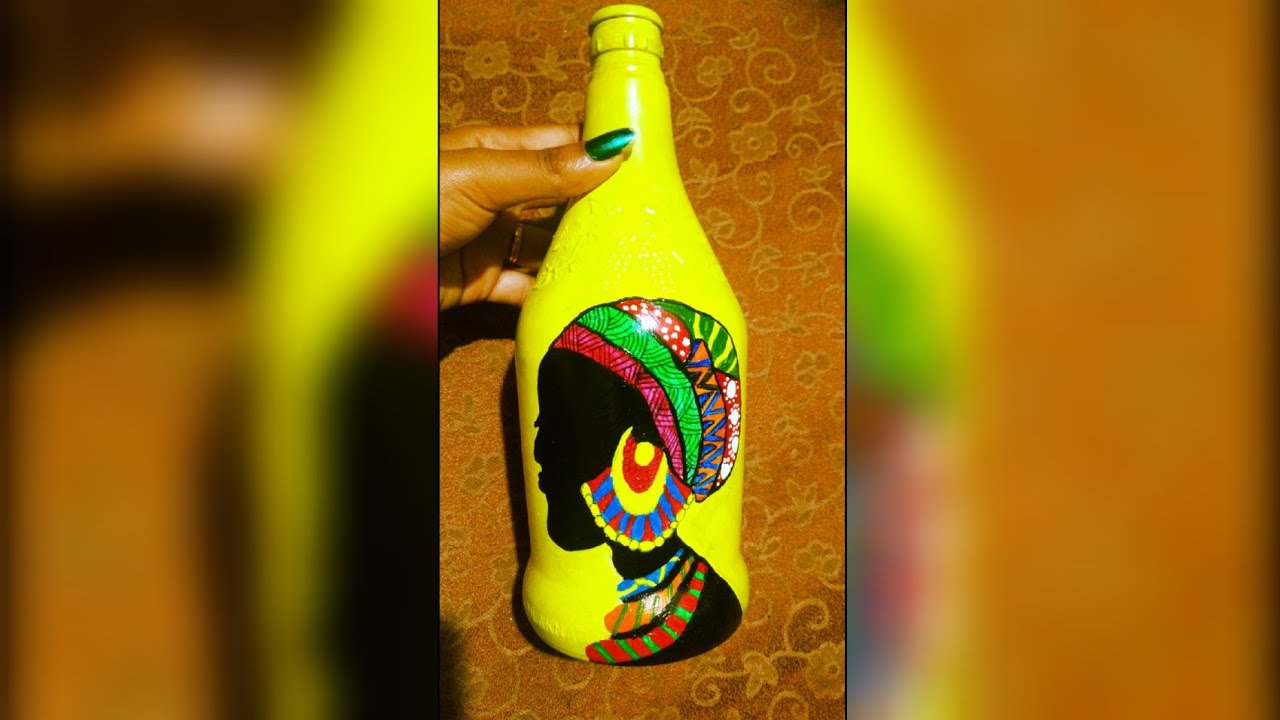 African tribal women /bottle paintings/bottle art