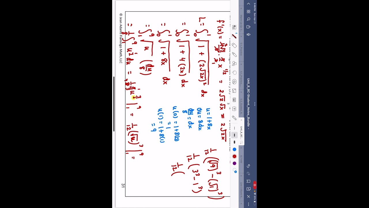 Unit 8: Lesson 8: Arc Length of a Plane Curve