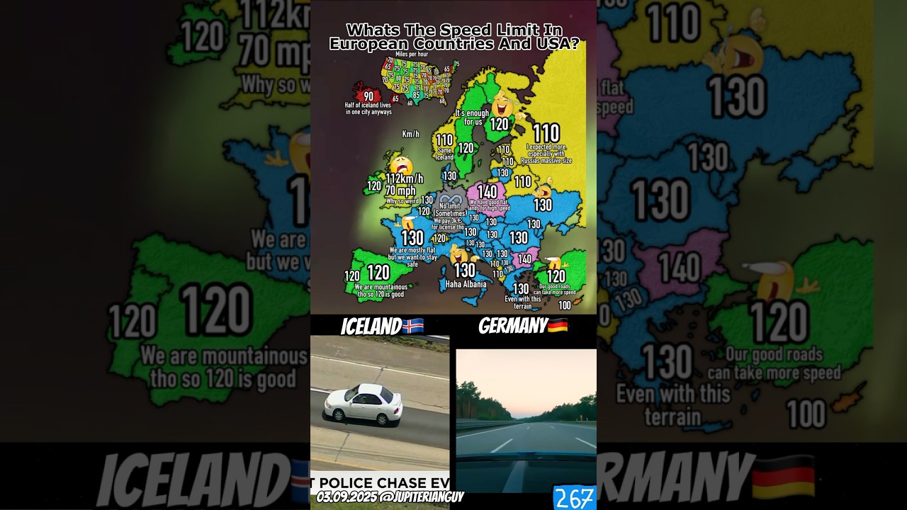What&rsquo;s the Speed Limit like in Europe and America?🏰🍔 #shorts #geography #memes #map