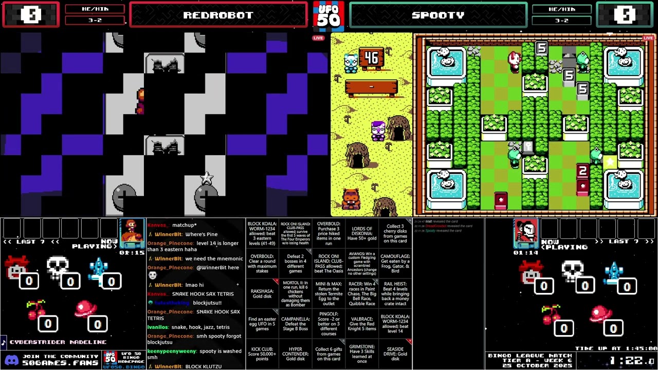 UFO 50 Bingo League - 25 Oct 2025 - RedRobot vs Spooty