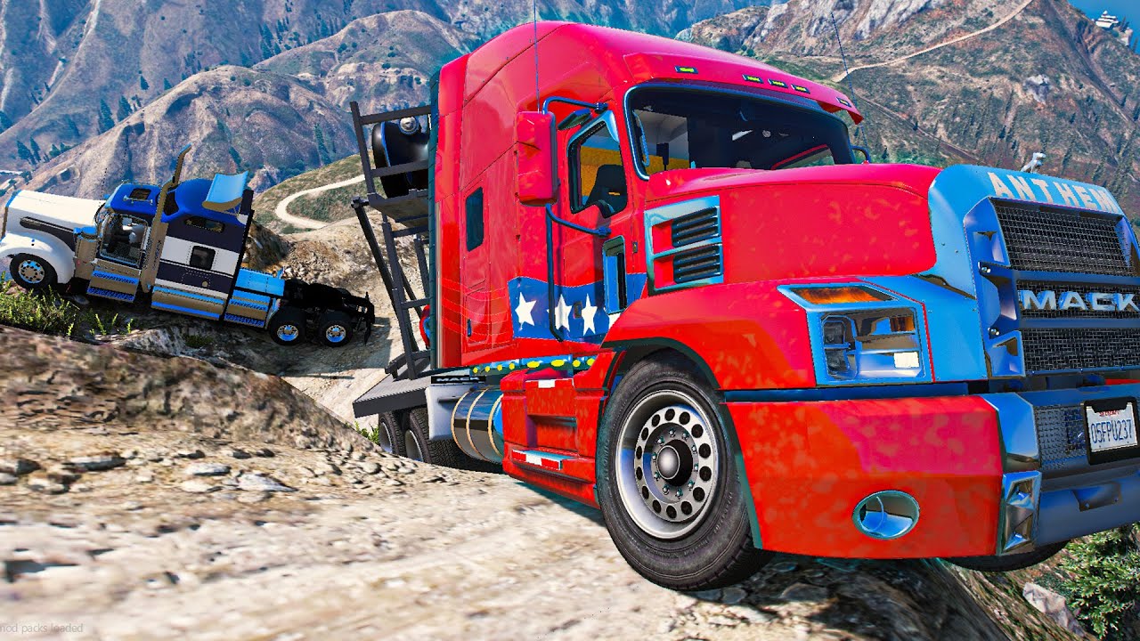 ¡GTA 5 - Mack Anthem & Kenworth w900 & Volvo Vnl! | CONVOY OFF ROAD | Steering wheel gameplay