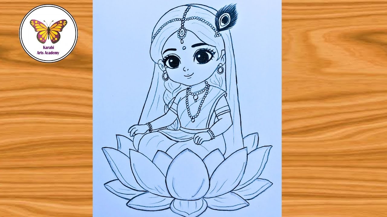 Cute radha rani drawing easy| How to draw little radha rani| chitra