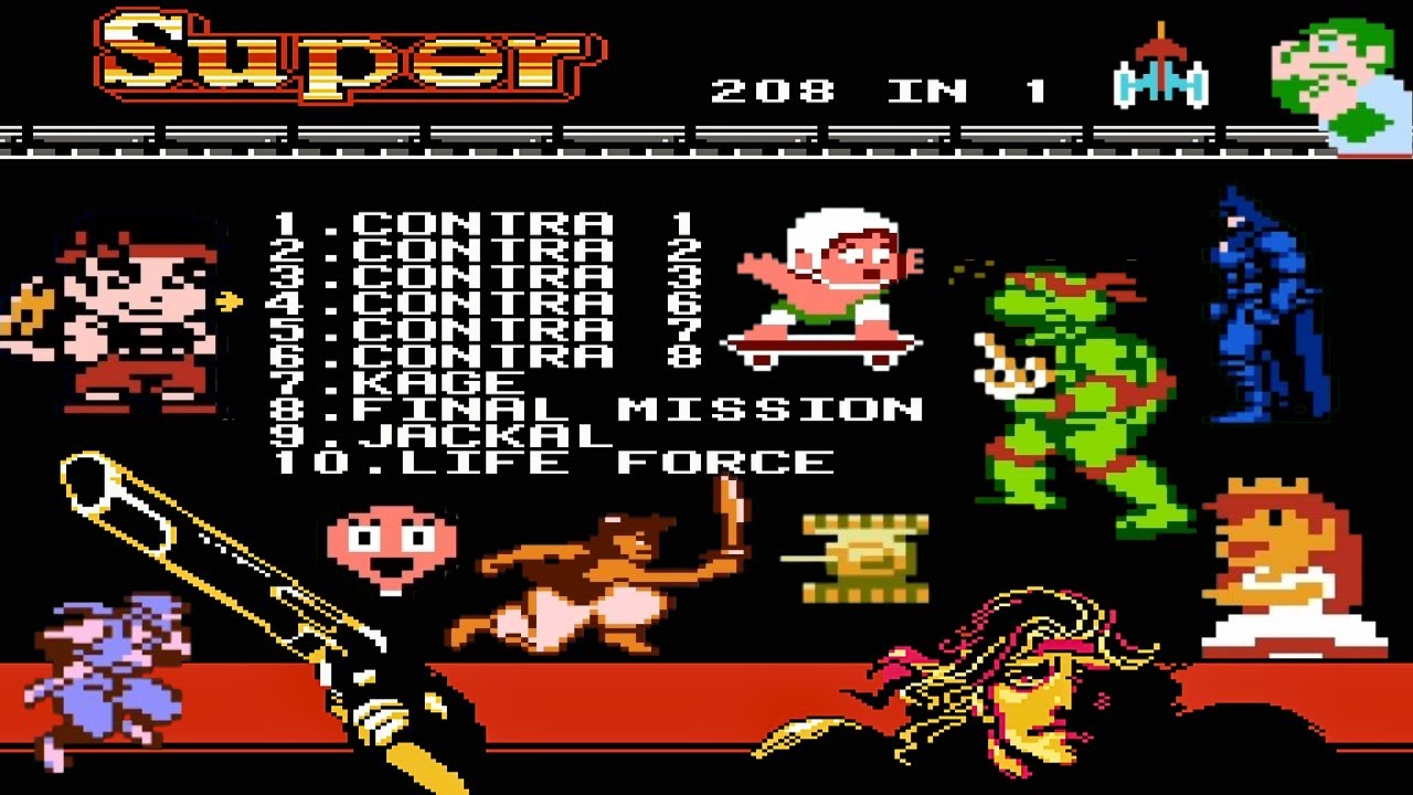 NES 208 in 1 Gameplay :  Cool Boy Real Games Played