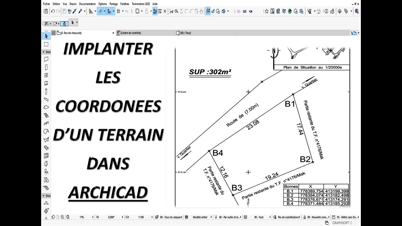 IMPLANTER LES COORDONNEES D'UN TERRAIN DANS ARCHICAD