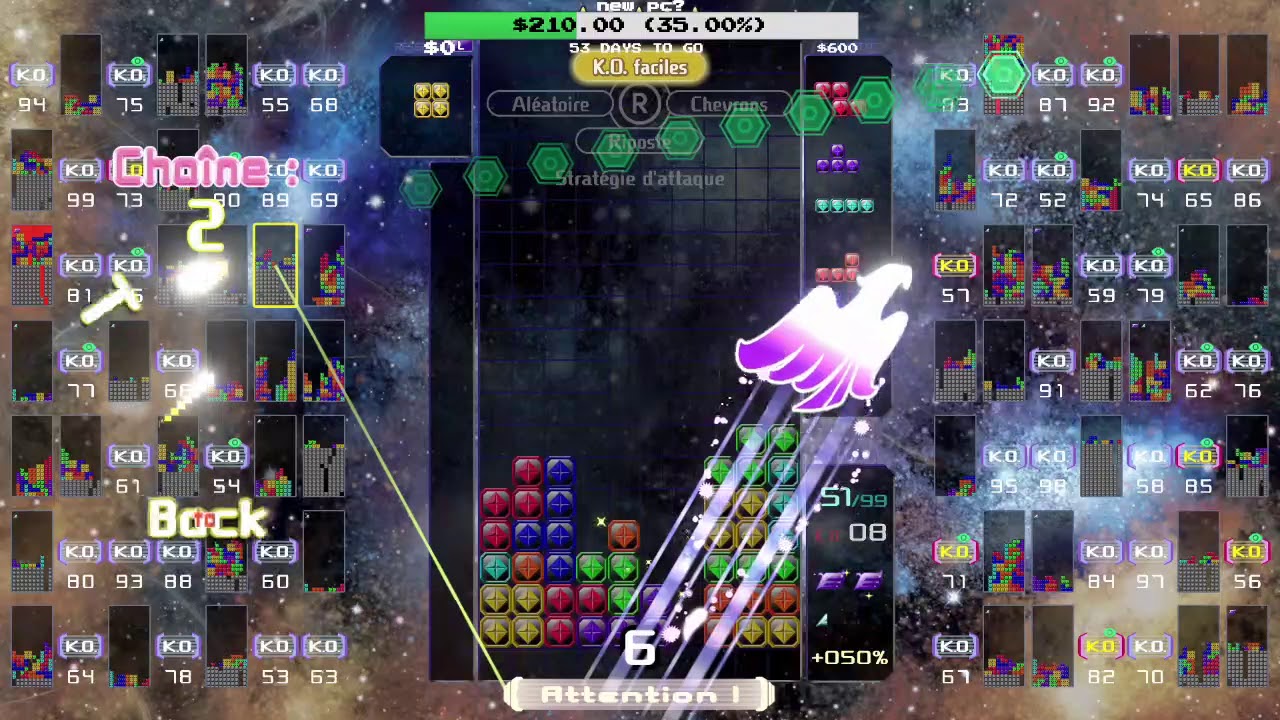 [Tetris 99] invictus snipe lobby #17: 50% vs. 100% with Wumbo (472 lines cleared)