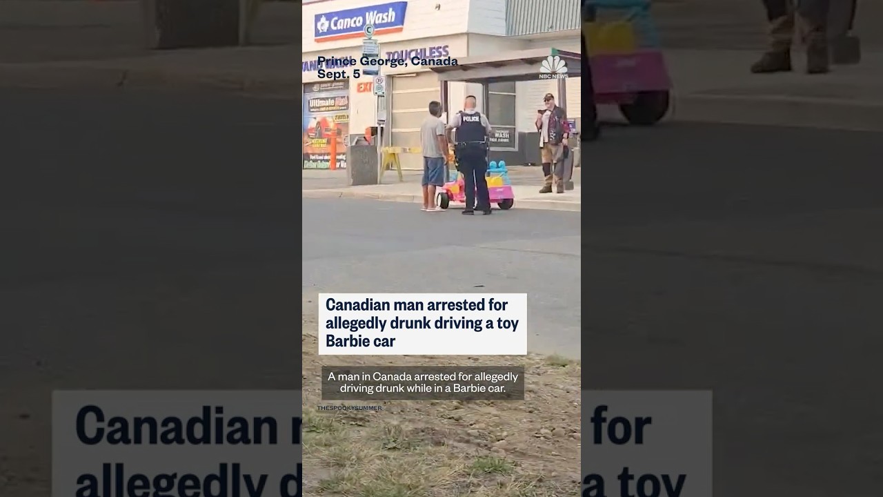 Canadian man arrested for allegedly drunk driving a toy Barbie car