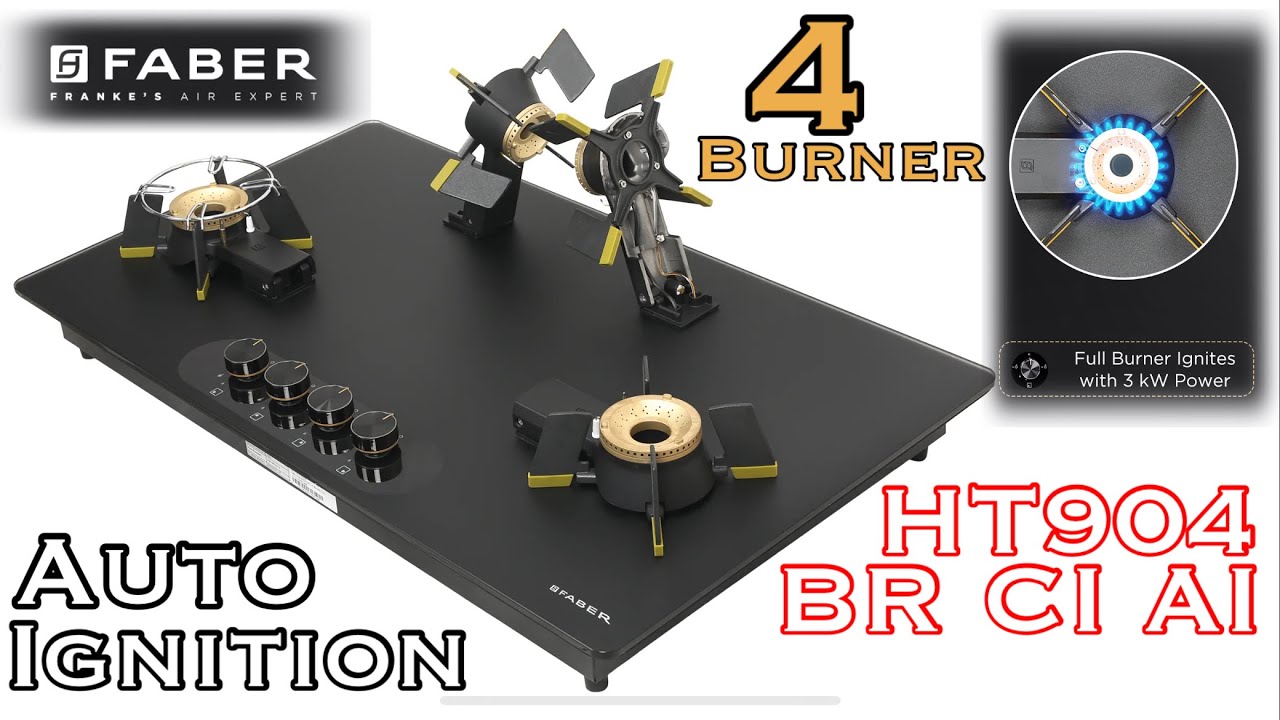 Faber | Built In Hod | 4Burner | Auto Ignition | Anti Gas Locking |