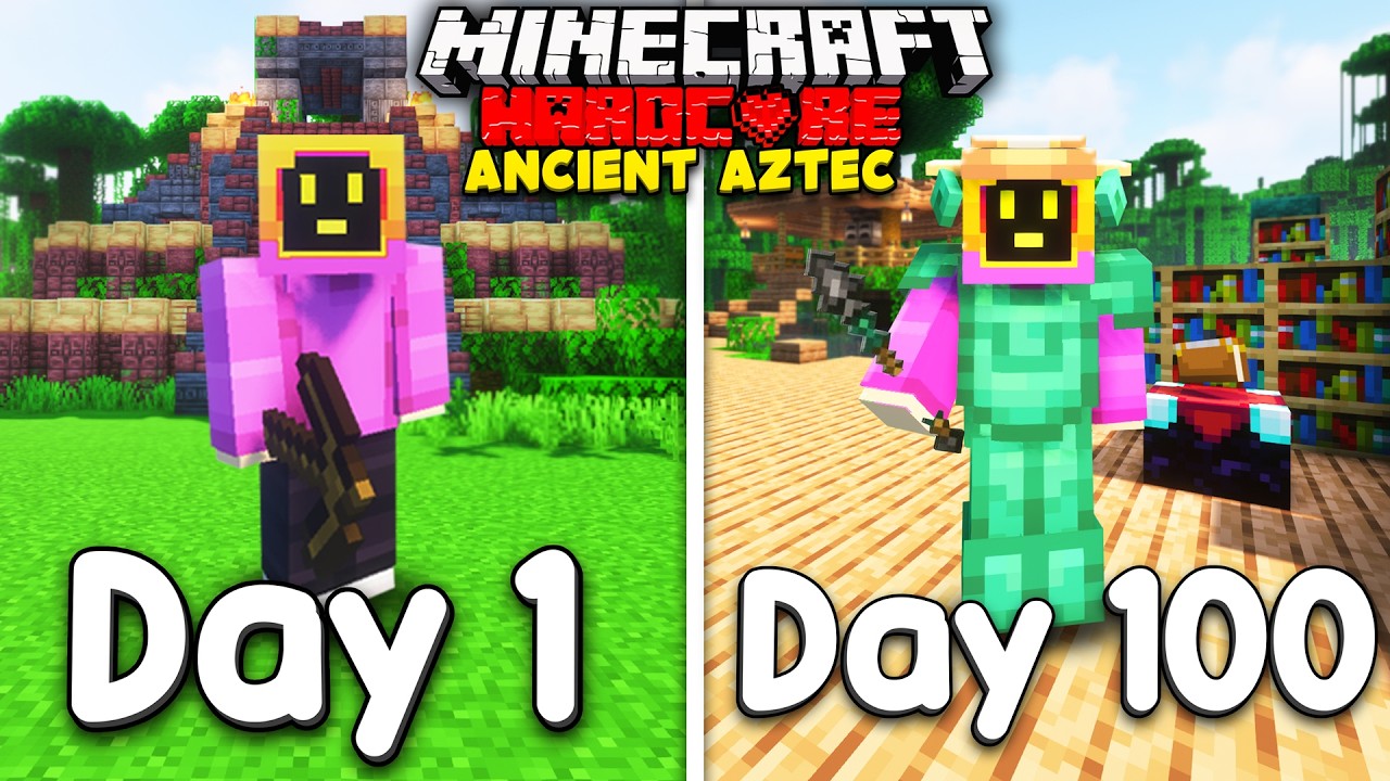 I Survived 100 Days Of Minecraft Hardcore In The Ancient AZTEC ERA!